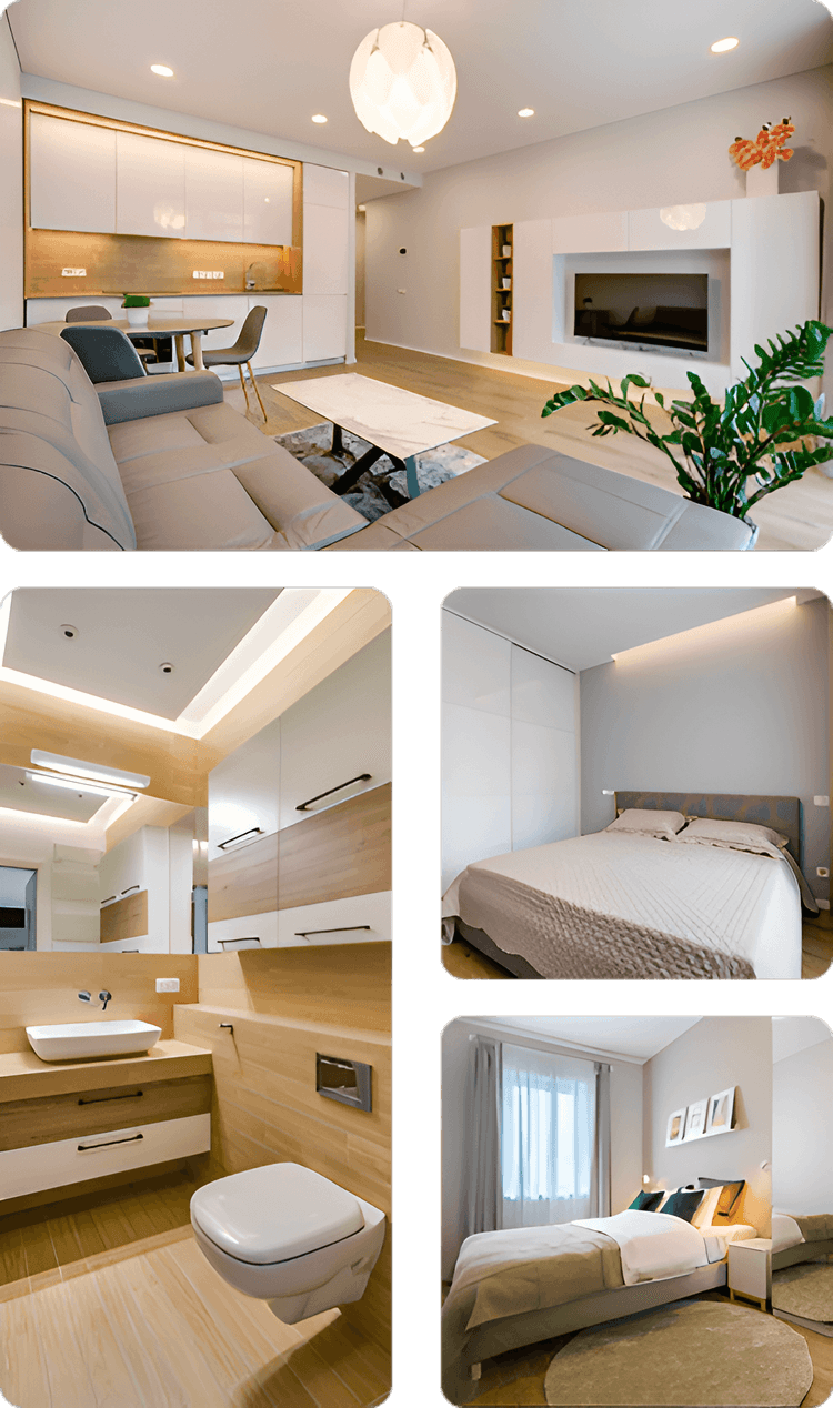 ЖК Полёт, 2-х комнатная квартира 64 кв.м. Кухня-столовая, спальня, кабинет, санузел.